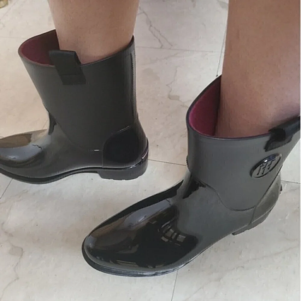 Tommy Hilfiger Khristie Rain Boots Black Sz 9